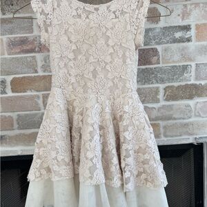 Sz 6 Joyfolie Elegant Cream Lace Kids Dress ivory tulle lace Mia Joy